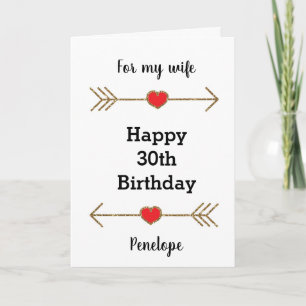 Carte Flèches de coeur Rouge et Or pour mon épouse Anniv