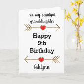 Carte Flèches Parties scintillant or & Coeurs rouges 9e (Fleur jaune)