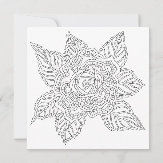 Carte Fleur 020617 Rose de coloriage adulte (Devant)