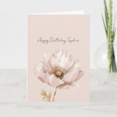 Carte Fleur Anniversaire Rouge Clair Crème (Devant)