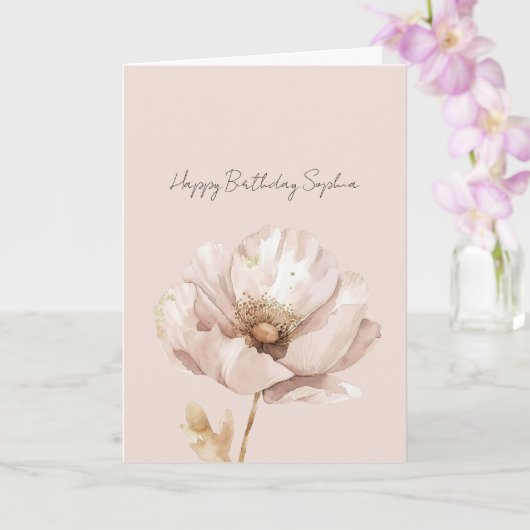 Carte Fleur Anniversaire Rouge Clair Crème (Orchidée)