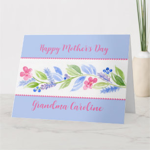 Carte Fleur aquarelle Joyeuse Fête des Mères NOM