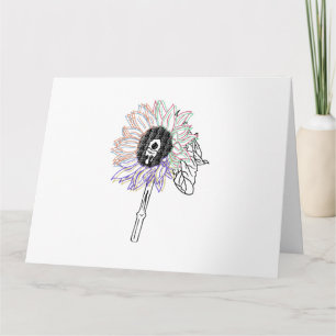 Carte Fleur Arc-en-ciel Art Funky
