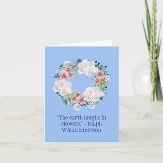 Carte Fleur blanche élégante couronne rustique (Devant)