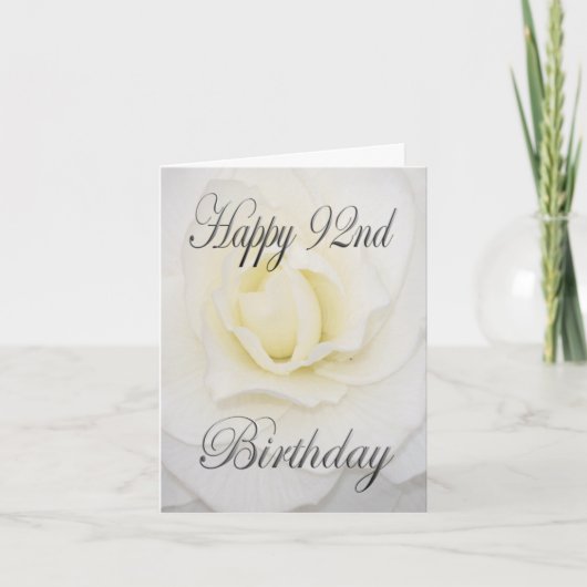 Carte Fleur blanche Joyeuse 92e anniversaire (Devant)