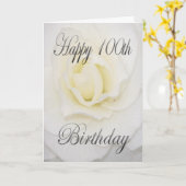 Carte Fleur blanche Joyeux 100e anniversaire (Fleur jaune)