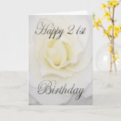 Carte Fleur blanche Joyeux 21e anniversaire (Fleur jaune)
