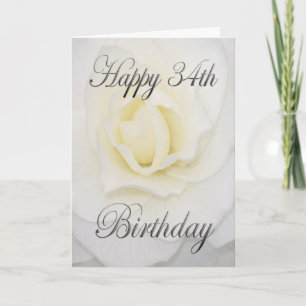 Carte Fleur blanche Joyeux 34e anniversaire