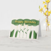 Carte Fleur Blanche Joyeux Anniversaire (Fleur jaune)