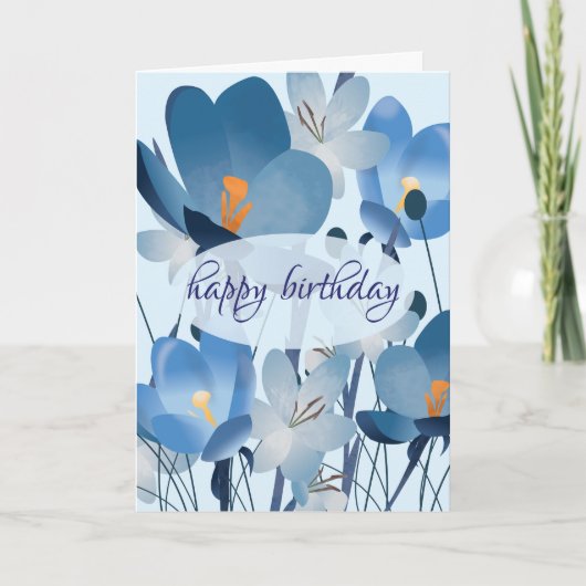 Carte Fleur Bleue Anniversaire (Devant)