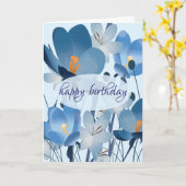 Carte Fleur Bleue Anniversaire (Fleur jaune)