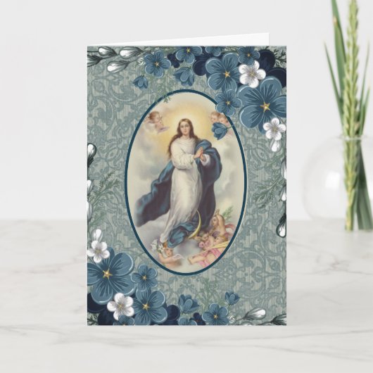 Carte Fleur Bleue | Catholique | Vierge Mère Marie (Devant)