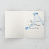 Carte Fleur Bleue D'Anniversaire Sur Abstrait D'Ivoire (Intérieur)