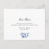 carte fleur bleue florale veux-tu être ma demoisel (Dos)