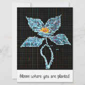 Carte Fleur bleue | Pixels modernes | Fleur où planté (Devant)