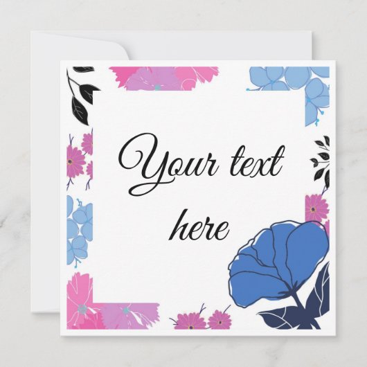 Carte Fleur Bleue & Rose (Devant)