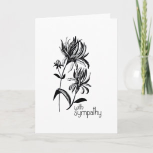 Carte Fleur Botanique À L'encre Noire Moderne Lettre De 