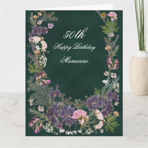 Carte Fleur botanique d'anniversaire sur Moody Forest Gr
