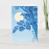 Carte Fleur Cerise Lune Nuit Ohara Koson Bleu (Devant)
