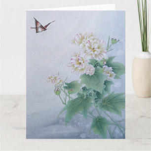 Carte Fleur chinoise avec papillon
