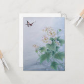 Carte Fleur chinoise avec papillon (Devant/Arrière en situation)