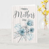 Carte Fleur d’aquarelle bleue pour la fête des mères joy (Fleur jaune)