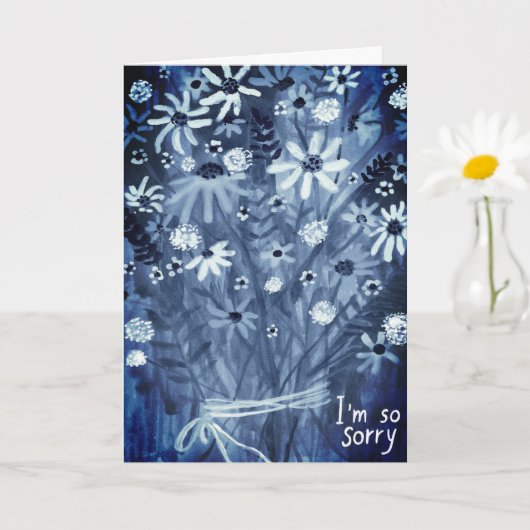 Carte Fleur Daisées Bouquet CONDOLENCES bleu (Petite plante)
