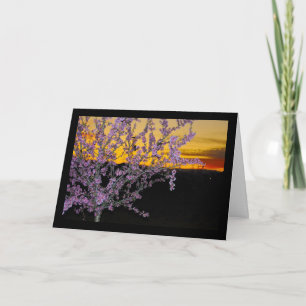 Carte Fleur d'amandier rose dans un ciel jaune