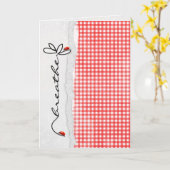 Carte fleur d'amitié avec des bugs de dame (Fleur jaune)