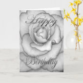 Carte Fleur d'anniversaire blanc et noir (Fleur jaune)