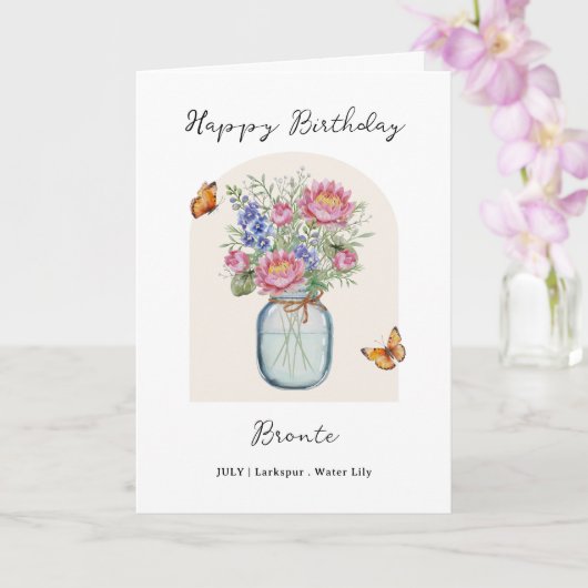 Carte Fleur d'anniversaire de juillet (Orchidée)