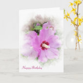 Carte fleur d'anniversaire d'hibiscus rose (Fleur jaune)