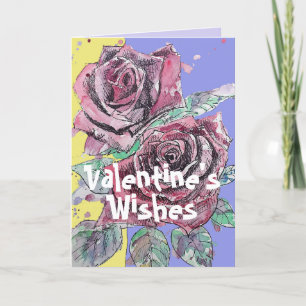 Carte Fleur d'aquarelle rouge Floral Valentines Day