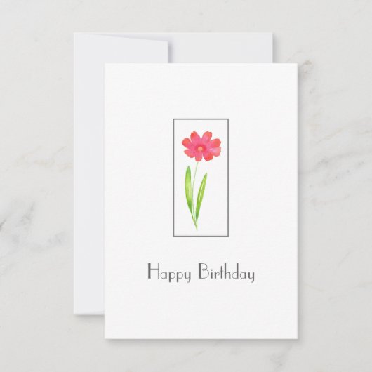 Carte Fleur d'aquarelle rouge rose (Devant)