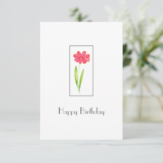 Carte Fleur d'aquarelle rouge rose (Debout devant)