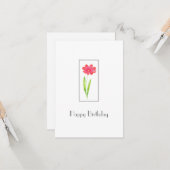 Carte Fleur d'aquarelle rouge rose (Devant/Arrière en situation)