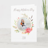 Carte Fleur d'aquarelle simple avec photo Fête des mères (Devant)