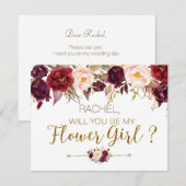 Carte Fleur d'Automne Veux-tu être ma Fille Fleuri (Devant / Derrière)