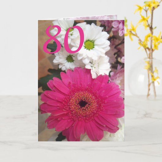 Carte Fleur de 80e anniversaire (Fleur jaune)