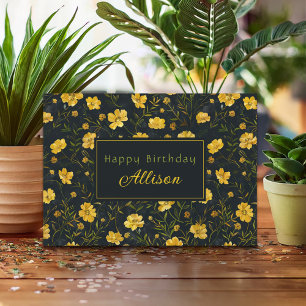 Carte Fleur de bouton d'or élégante motif de fleurs Anni