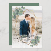 Carte Fleur de cadre géométrique or (Devant / Derrière)