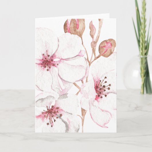 Carte Fleur de cerise dessinée à la main (vide) (Devant)