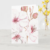 Carte Fleur de cerise dessinée à la main (vide) (Fleur jaune)