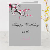 Carte Fleur de cerisier élégante rose blanc pour anniver (Fleur jaune)