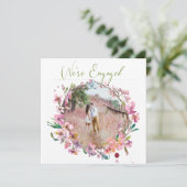 Carte Fleur de cerisier rose Ajouter Fiançailles photo (Debout devant)