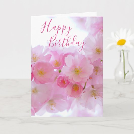 Carte Fleur de cerisier rose | Anniversaire personnalisé (Petite plante)