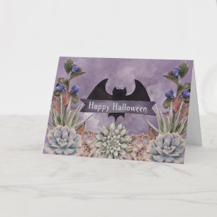 Carte Fleur de chauve-souris noire Halloween