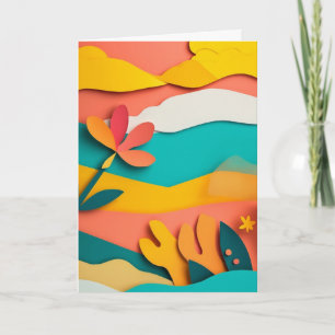 Carte Fleur de corail en papier découpé