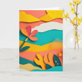 Carte Fleur de corail en papier découpé (Fleur jaune)