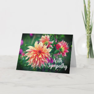 Carte Fleur de dahlia orange et rose avec sympathie